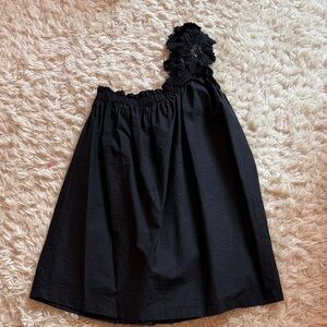 Brunello Cucinelli Black one shoulder stretch poplin top